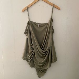 Soft Green soft shiny wrap top
